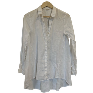 Eileen Fisher White Organic 100% Irish Linen Button Down Shirt Flowy Lagenlook